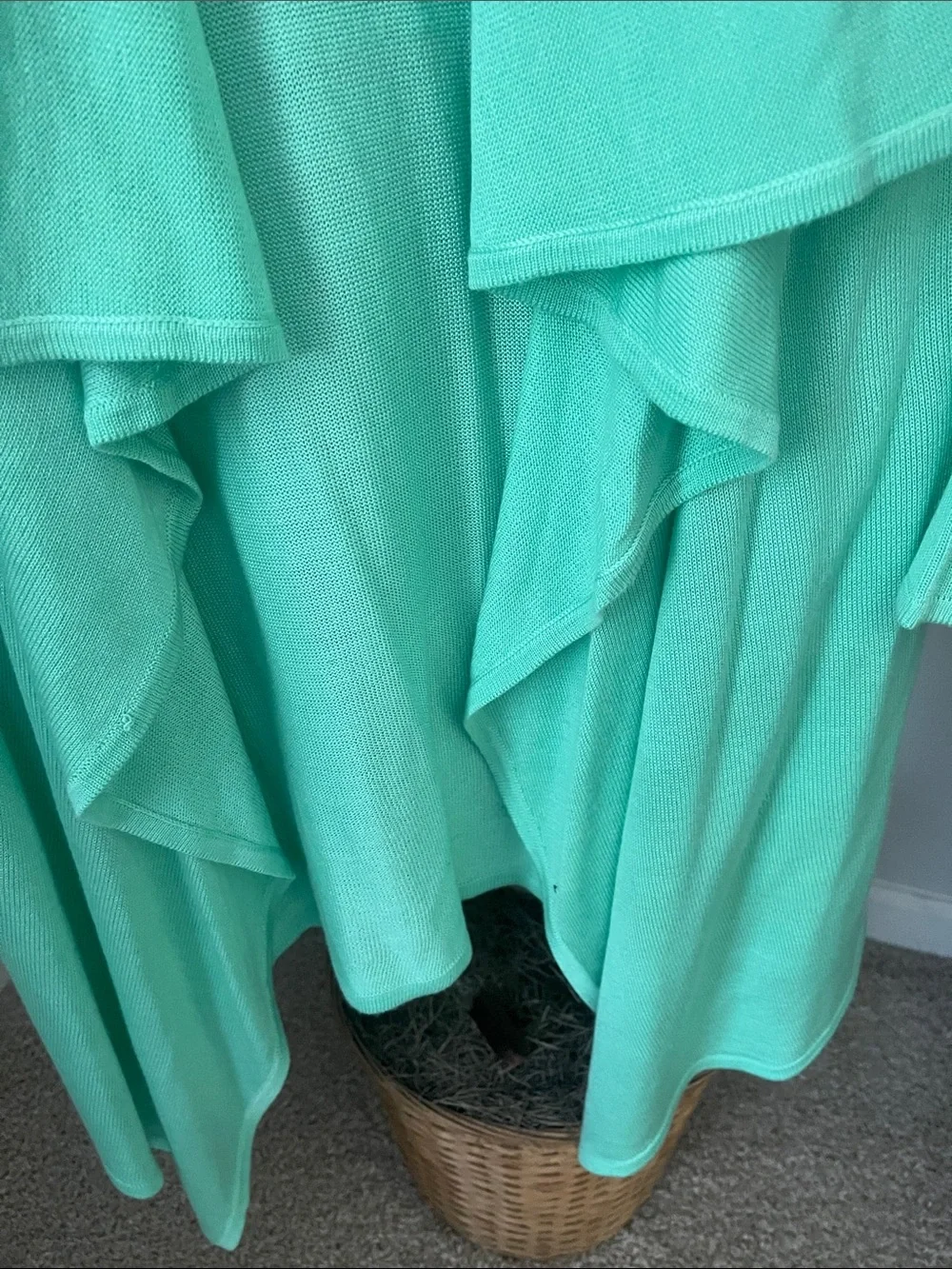 New York & Company Mint Open-Front Draped Cardigan